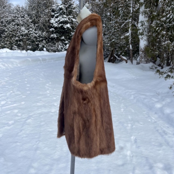 Vintage Caramel Mink Fur Short Vest, Vintage Fur, Fur Vest - Picture 4 of 5